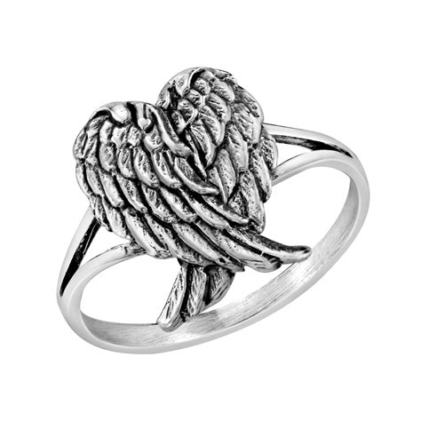 angel wings ring silver